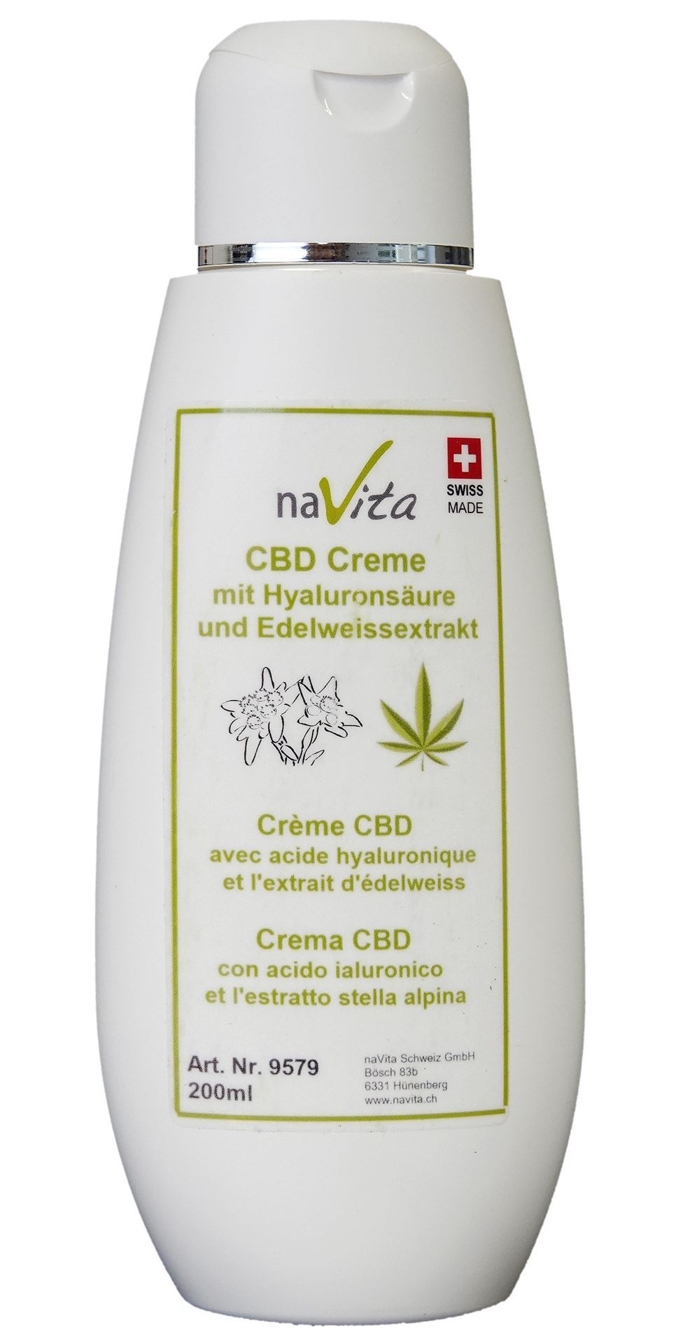 CBD Creme mit Hyaluronsäure und Edelweissextrak 200ml